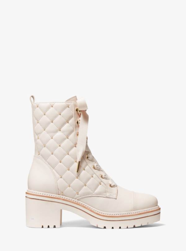 Damske Bojové topánky Michael Kors Tilda Quilted Leather Krém - Topanky Michael Kors Levně | YFHDC-1439